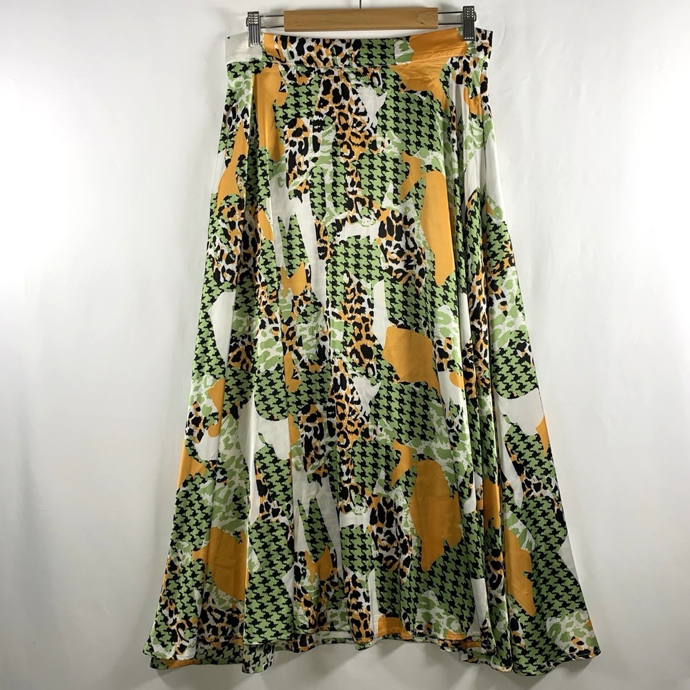 Maximalist Boho Chic Satin Maxi Skirt Size 10 Artsy Dopamine Statement